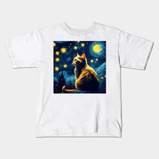 Cat Van Gogh Kids T-Shirt